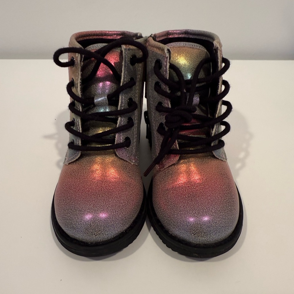 Kids Iridescent Lace-Up Boots - Multicolor